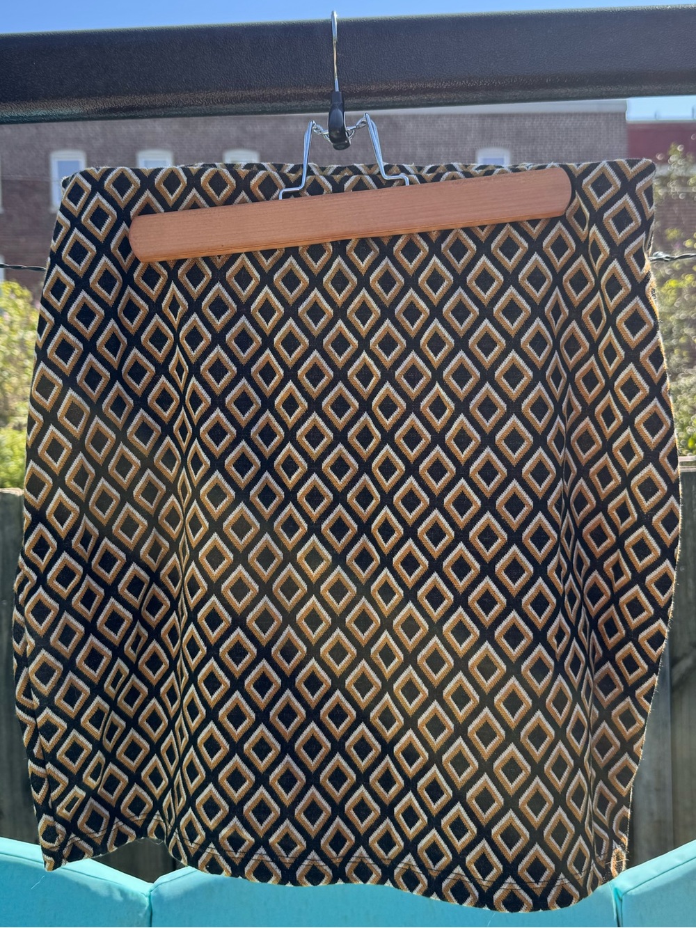 Primark Black & Gold Diamond-Print Pencil Skirt